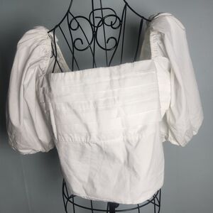 Abercrombie & Fitch Puff Sleeve White Corset Top Cottagecore Size Xl